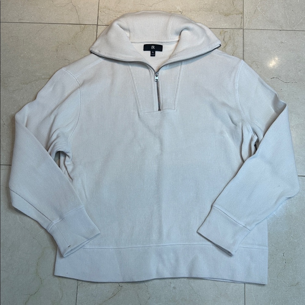 Banana Republic Men's Cream Zip-Up Sweater XL